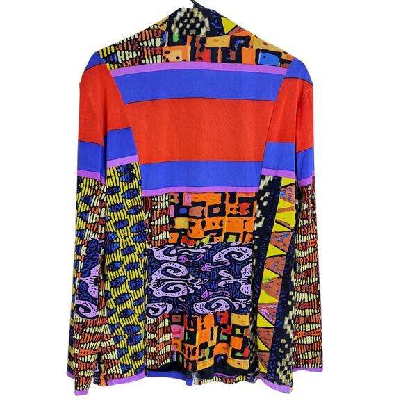 Berek Mesh Jacket Womens 2X Red Art to Wear Full Zip Mixed Print Lined Colorful - Picture 2 of 8